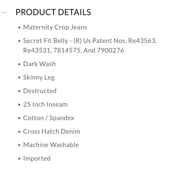 Sold NWT Motherhood Cuffed Crop Full belly - Picture 3 of 6